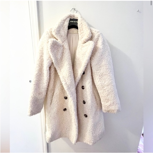 Blank NYC shearling double breasted teddy coat, ivory, size XS - Picture 3 of 10